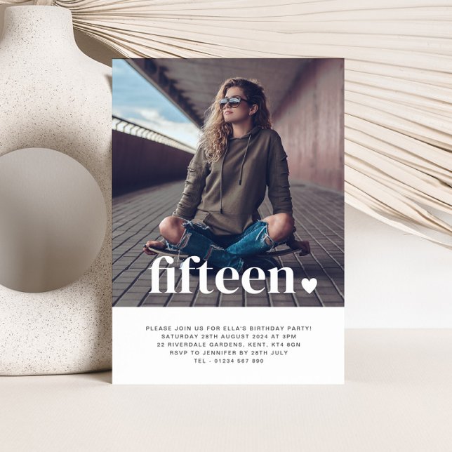 15 Foto do Coração Convite de Aniversário (Criador carregado)