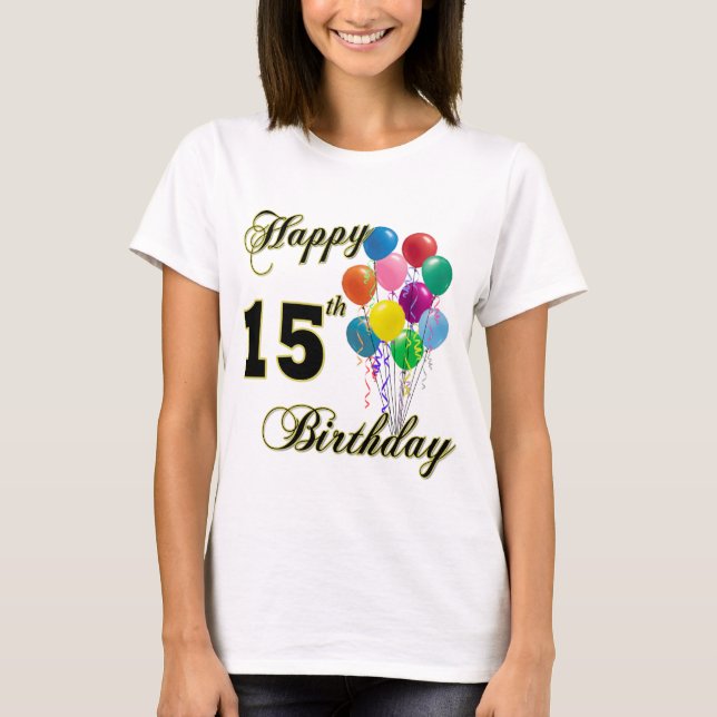 15o t-shirt feliz do aniversário (Frente)