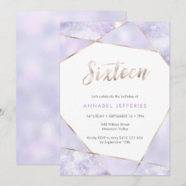 16º Aniversário Convite púrpura e ouro