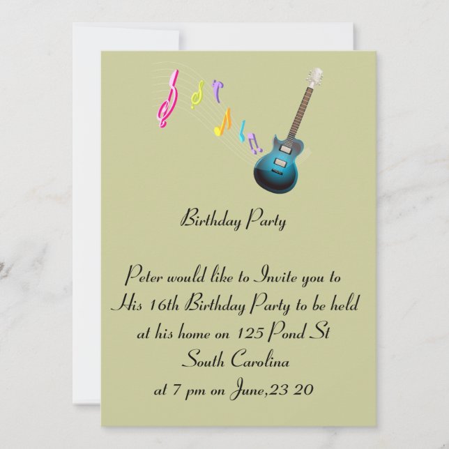 16º Aniversário do Cartão com fotos Music Rock (Frente)