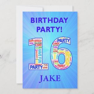 16º Convite de aniversário Adicionar um Nome