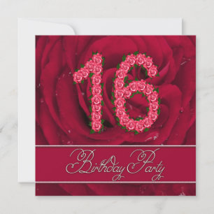 16º convite de aniversário com rosas