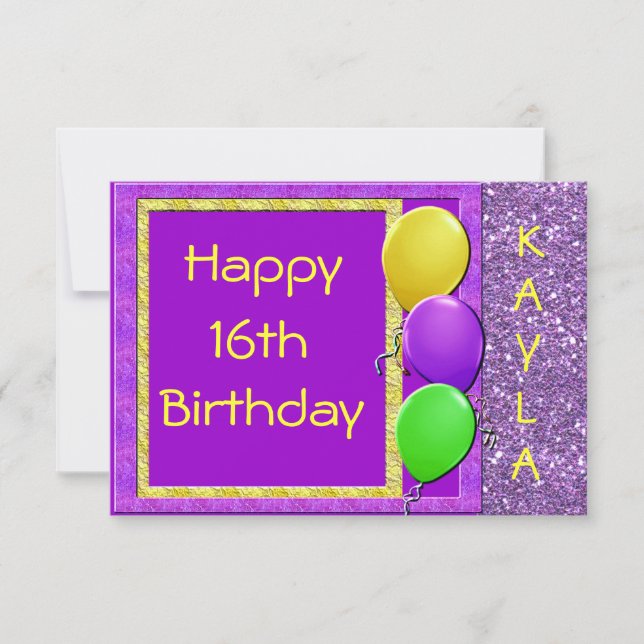16º Convite de Aniversário de Bling PERSONALIZADO (Frente)
