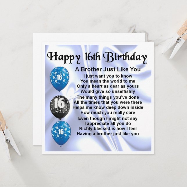 16.º Aniversário Cartão de Saudação Irmão (Frente/Verso In Situ)