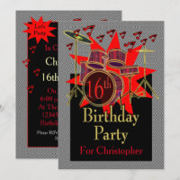 16.º Aniversário Convite Personalizado para Tambor
