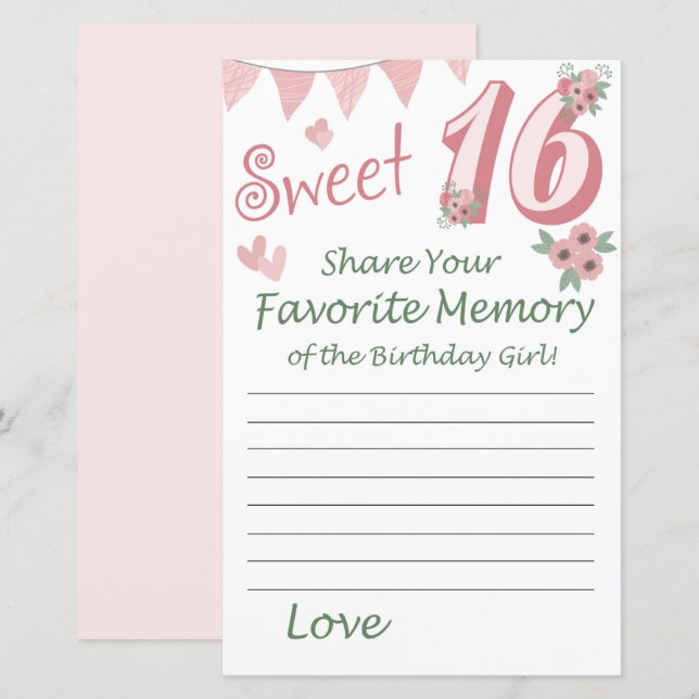 16.º aniversário Memória Favorita da Rapariga de A (Frente/Verso)
