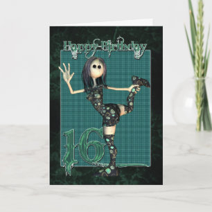 16.º Cartão de aniversário com boneca Rag H.I.P da
