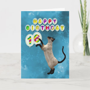 16.º Cartão de aniversário com gatos siameses
