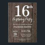 16.º Convite de Aniversário Rustic<br><div class="desc">16.º Convite de Aniversário Russo. Fundo Rustic Wood. Vintage Retro Birthday. Aniversário de criança. Convidar Menino ou Menina. 13 15 16º 18º 20 21rua 30 40º 50º 60º 80 de 70 100º, qualquer idade. Para mais personalização, clique no botão "Personalizar" e use nossa ferramenta de design para modificar este modelo....</div>