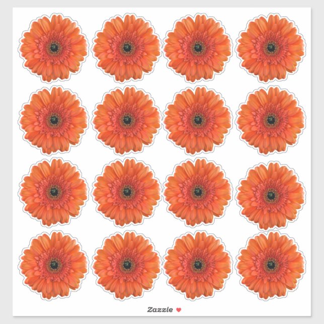 16 adesivos de corte de beijo de flor de gerbera l (Folha)