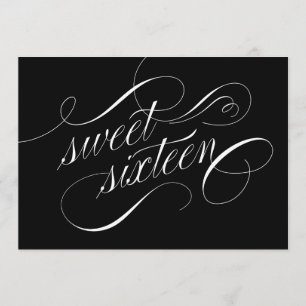 16 Convites Elegantes, Doce Branco e Preto