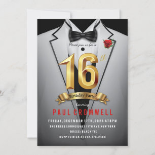 16.o aniversário Doce 16 Convite Tuxedo
