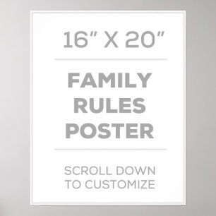 16" x 20" Family Rules Poster