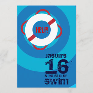 16o Convite da festa na piscina do aniversário