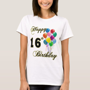16o t-shirt feliz do aniversário