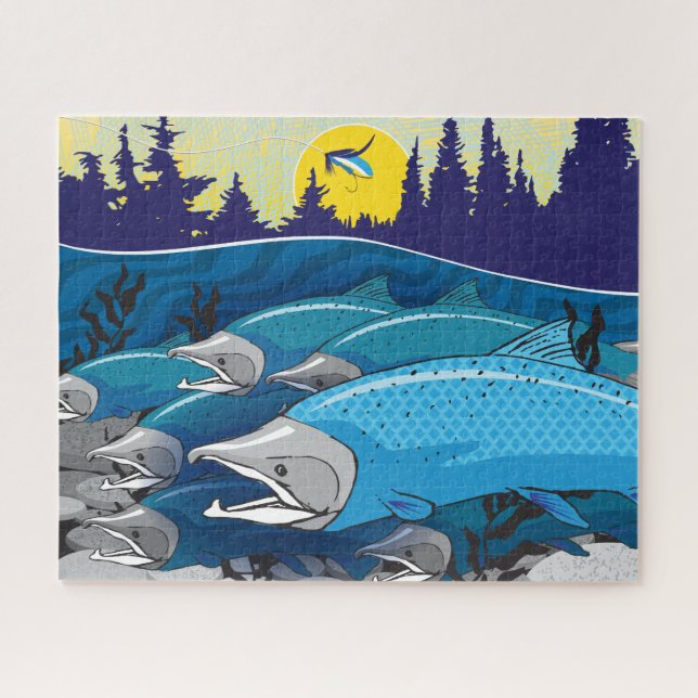 16x20 Quebra-cabeça de pesca para Pessoas cegas (Horizontal)