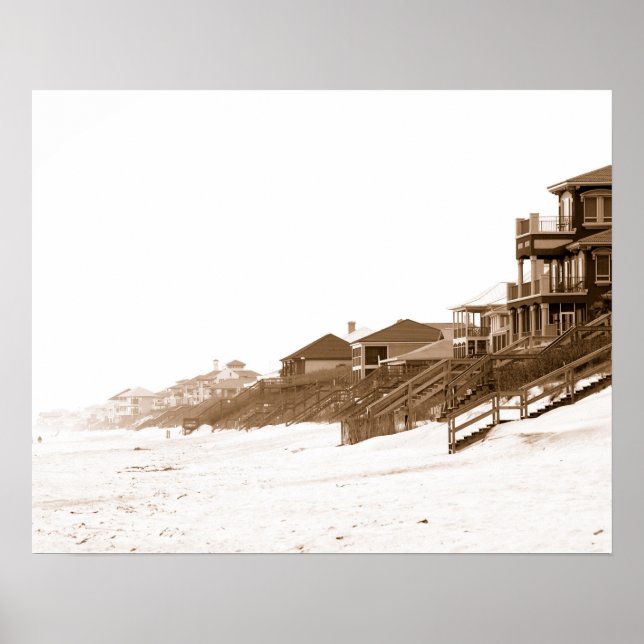 16x20 Sephia Impressão Da Praia Da Flórida (Frente)