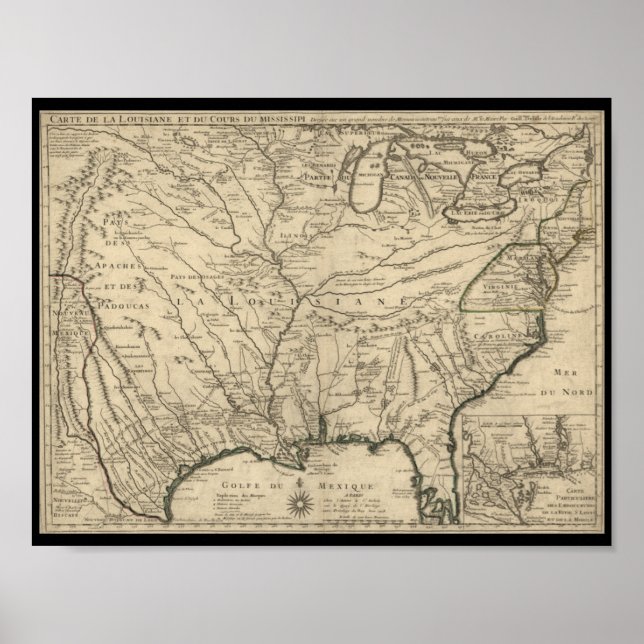 1718 Mapa Delisle da América Poster (Frente)