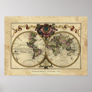 "1720 Guillaume DeLisle" - Poster do Mapa do Mundo