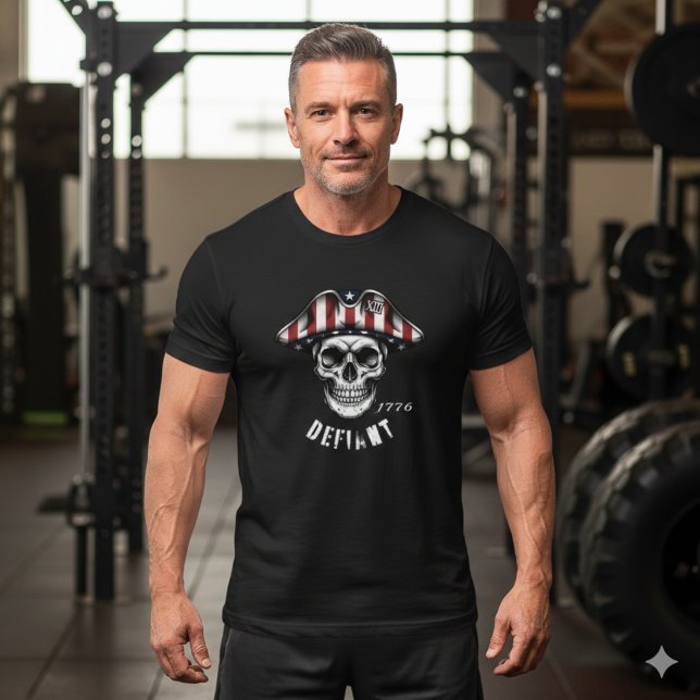 1776 Defiant Skull Patriot T-Shirt (Criador carregado)
