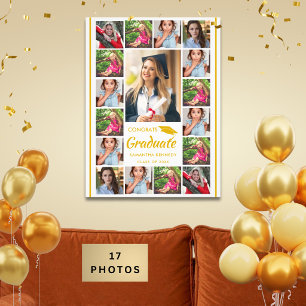 17 Colagem de Fotos Dourado Congrats Graduado Grad