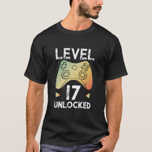 17o Nível 17 da camisa do Gamer do menino do