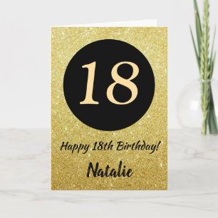 18º aniversário feliz Cartão preto e Dourado