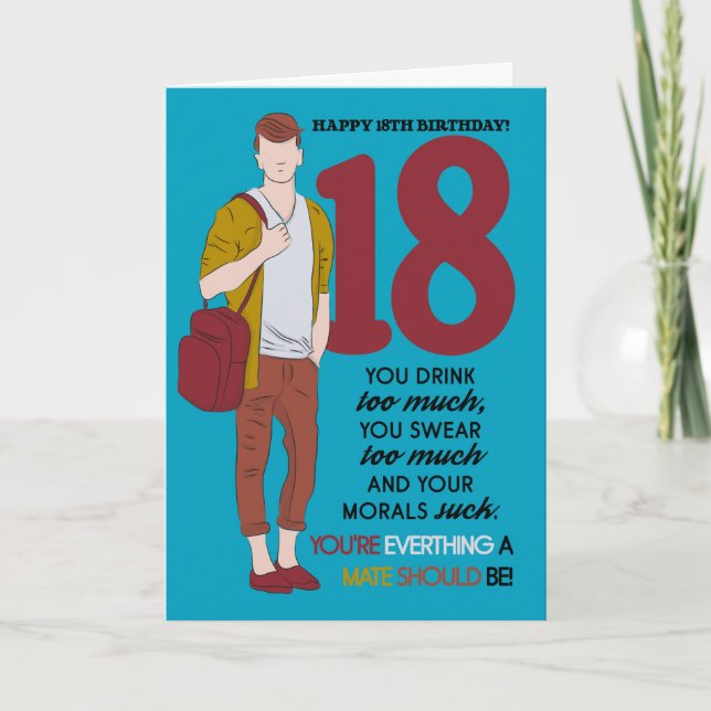 18º Cartão de Aniversário, Divertimento E Trendy,  (Frente)