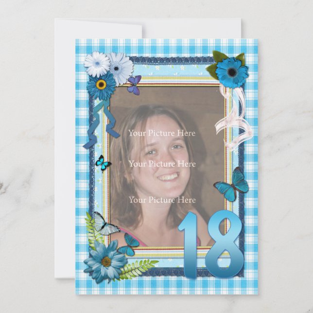 18º convite de aniversário de fotos (Frente)