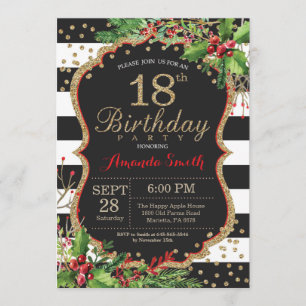 18º Convite de Aniversário. Dourado Vermelho de 