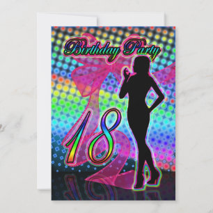 18º Convite de aniversário, Neon com mulher S
