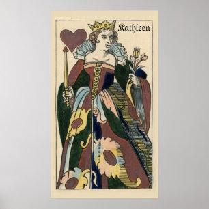 1849 rainha dos corações jogando cartas poster