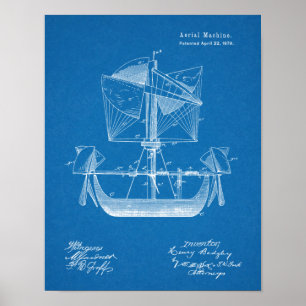 1879 Impressão de desenho da patente do avião de b