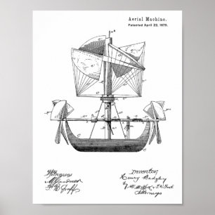 1879 Impressão de desenho da patente do avião de b