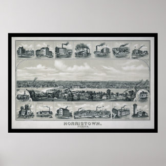 1881 Aerial Map Norristown PA, Poster da Pensilvân