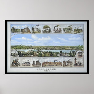 1881 Aerial Map Norristown PA, Poster da Pensilvân