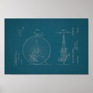 1881 Vintage Bicycle Velocipede Patent Impressão