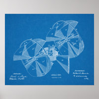 1882 Impressão de Desenho de Arte Patente do Avião