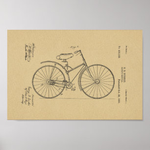 1890 Vintage Safety Bicycle Patent Art Impressão