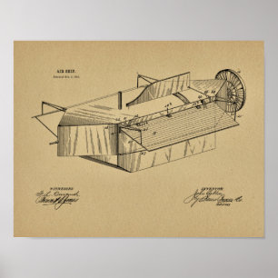 1891 Impressão de Desenho de Arte Patente do Avião