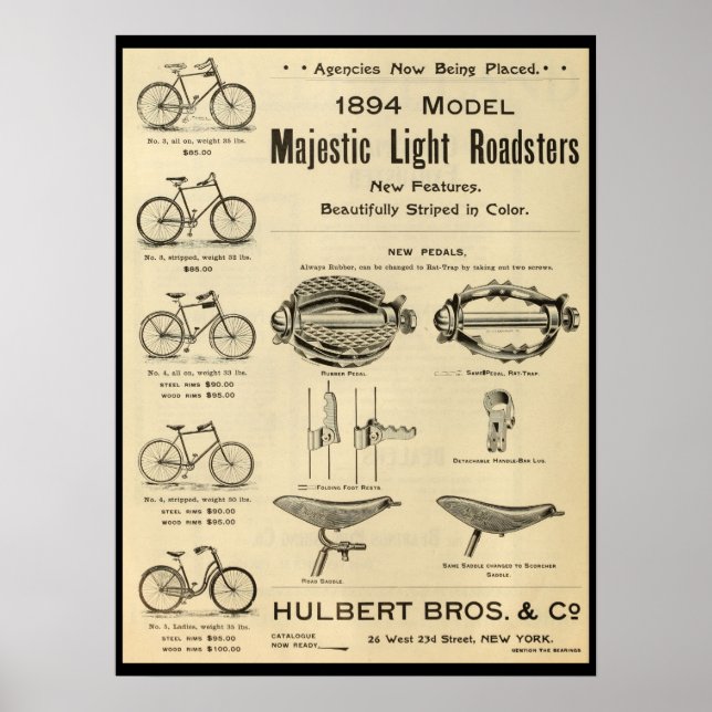 1894 Maiúsculos Roadsters Leves Bicicleta E Poster (Frente)