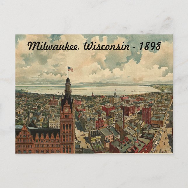 1898 Milwaukee, WI Birds Eye Ver Cartão Postal! (Frente)