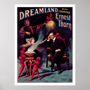 1899 Ernest Thorn Vintage Magician Poster Restaura