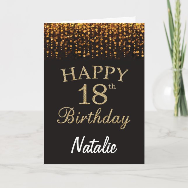 18.º Aniversário - Cartão Azul e Dourado (Frente)