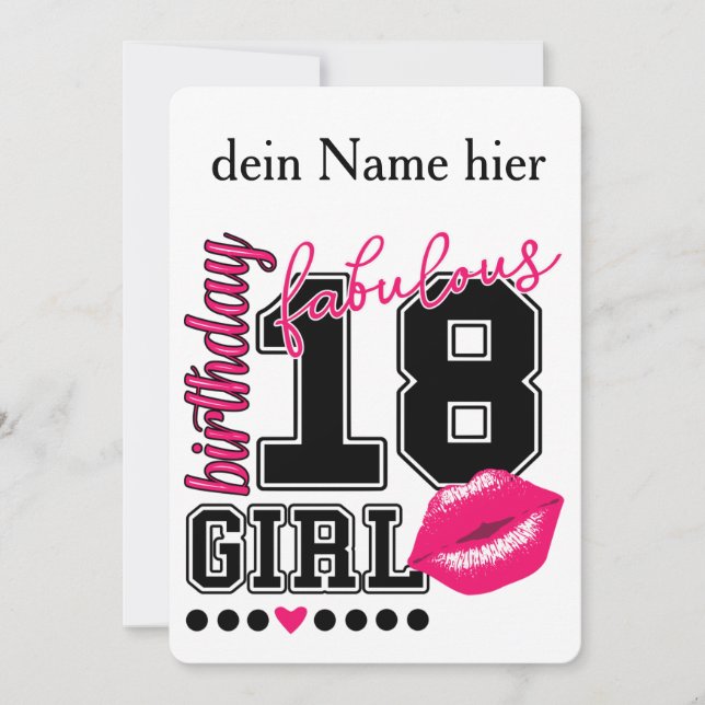 18. Aniversário 18th birthday girl pink convite (Frente)