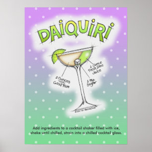 18" x 24" POSTER - ARTE do COCKTAIL da RECEITA do