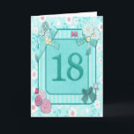 18o cartão de aniversário com flores<br><div class="desc">Diga o feliz aniversario com um cartão delicioso do efeito dos artesanatos do sucata-registo. Com lotes das flores,  borboletas,  e os arcos,  este cartão é certo deleitar-se. Copyright Norma Cornes. Note por favor isto é um cartão impresso.</div>