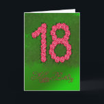 18o cartão de aniversário com rosas e folhas<br><div class="desc">Os números formaram dos rosas com as folhas no fundo. Um cartão de aniversário impressionante para uma senhora elegante. Veja a escala inteira dos cartões para idades e relações em minha loja. Todos os direitos reservados Norma Cornes dos trabalhos de arte</div>