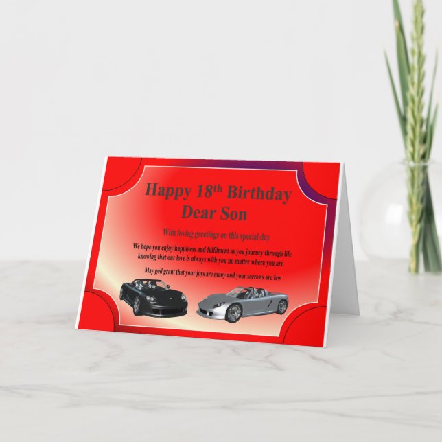 18o Cartão de aniversário para um filho (Frente)