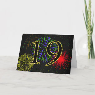 19º Cartão de aniversário com fogos de artifíc